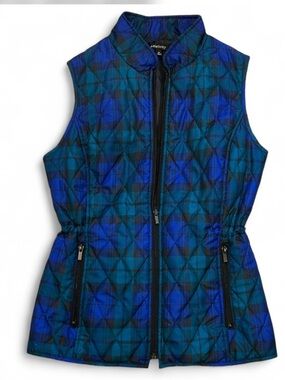 Relativity Teal and Royal Blue Quilted Plaid Vest